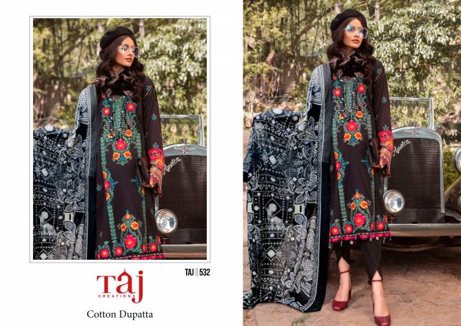 Taj 532 Printed Embroidery Cotton Pakistani Suits Wholesale Price In Surat
